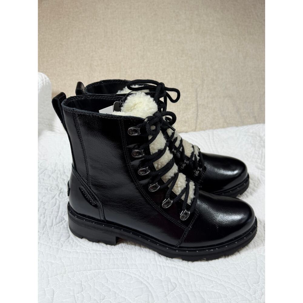 NWT Sorel Women's 10 Lennox Lace Cozy Waterproof Patent Leather Lambswool Boot - Picture 10 of 12
